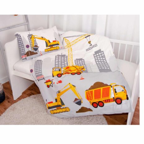 Baby Best Flanell-Bettwäsche Baustelle 40x60 / 100x135 cm