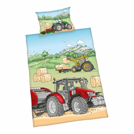 Baby Best Renforcé Wende-Bettwäsche Traktor 40x60 / 100/135 cm