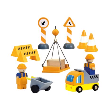 Bino Baukran mit Zubehör aus Holz Bino Baukran mit Zubehör aus Holz