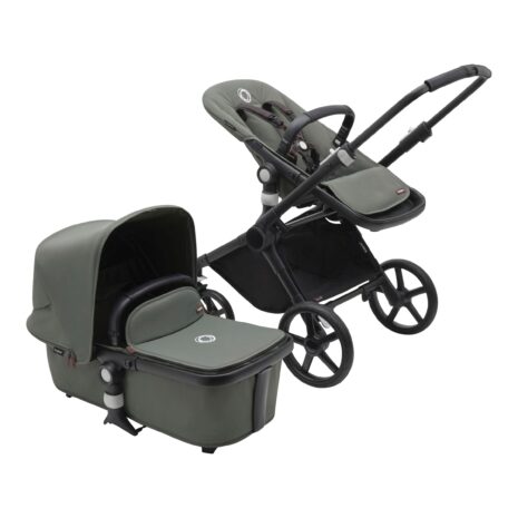 Bugaboo Fox Cub Kombikinderwagen Trio-Set inkl. Fußsack und Getränkehalter schwarz | gruen