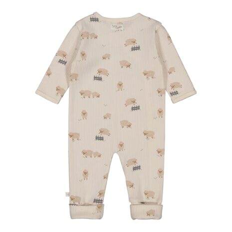 Feetje Schlafoverall mit Klappfuß Schafe Rippqualität