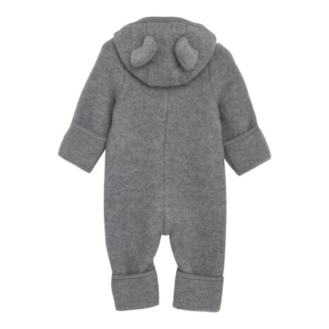 Huttelihut Wollfleece-Overall mit Klappbündchen und Kapuze mit Ohren Merinowolle