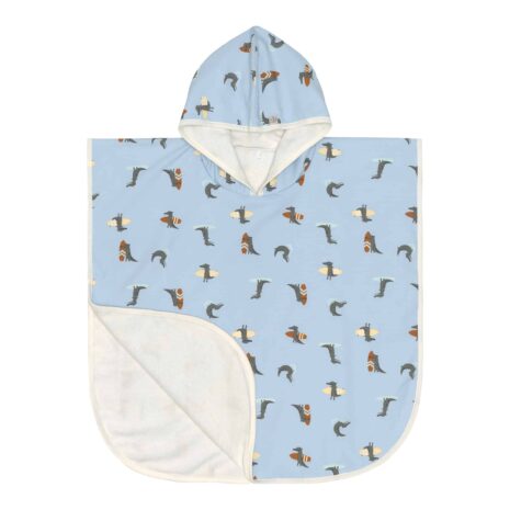 Lässig Wende-Badeponcho mit UV-Schutz und Kapuze Krokodile hellblau | mehrfarbig