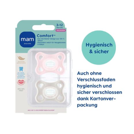 Mam 2er-Pack Schnuller Comfort Silikon 3-12M