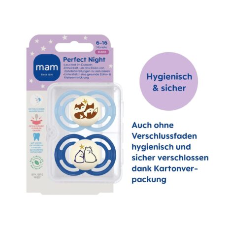 Mam 2er-Pack Schnuller Perfect Night Silikon