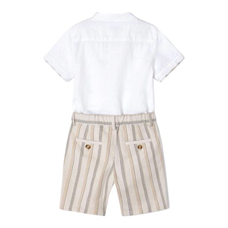 Mayoral 2-tlg. Set Hemd kurzarm und Shorts Ringel Leinenanteil