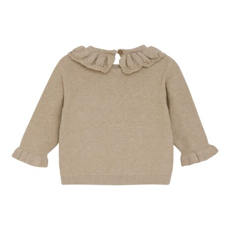 Minymo Pullover Rüschenkragen Blumen