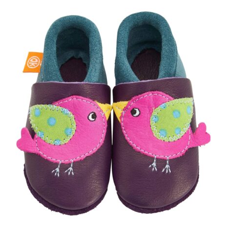 Orangenkinder Krabbel- und Hausschuhe Vogel