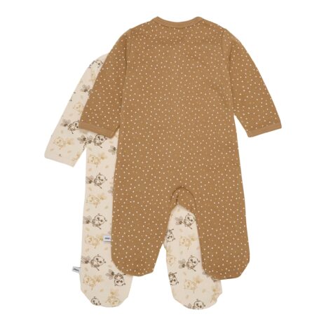 Pippi 2er-Pack Schlafoveralls mit Fuß Eulen Punkte