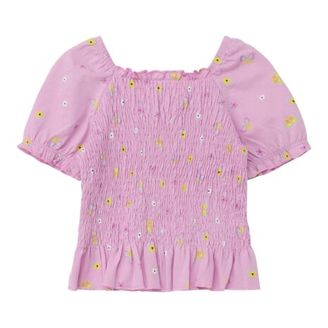 S.Oliver T-Shirt Blumen Schmetterlinge gesmokt