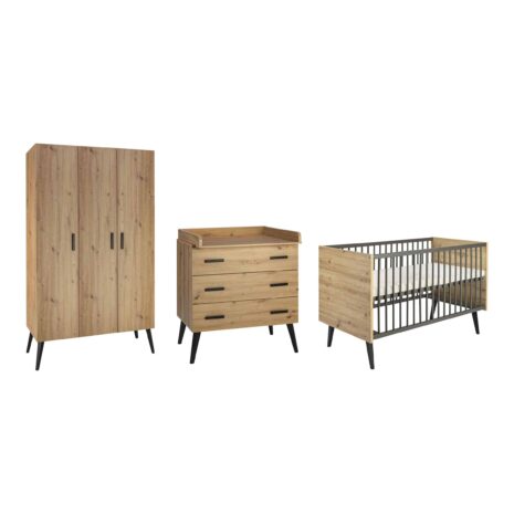 Schardt 3-tlg. Babyzimmer Morris Oak mit 3-türigem Kleiderschrank Schardt 3-tlg. Babyzimmer Morris Oak mit 3-türigem Kleiderschrank
