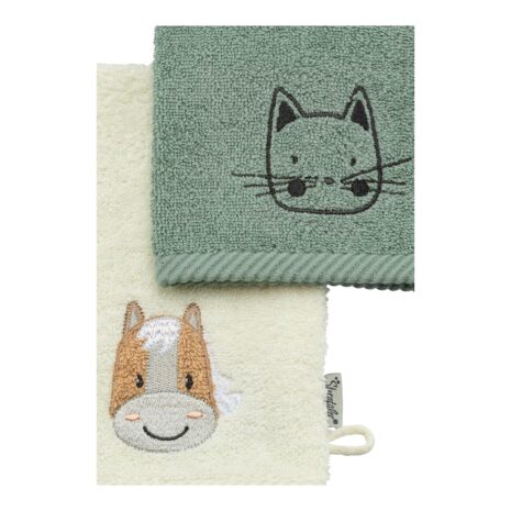 Sterntaler 2er-Pack Waschlappen beige | grau