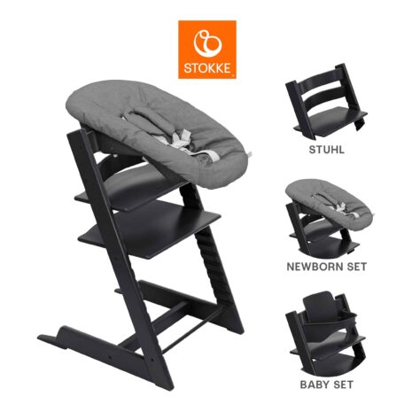 Stokke® Tripp Trapp® Bundle Treppenhochstuhl inkl. Newbornset deep grey & Babyset