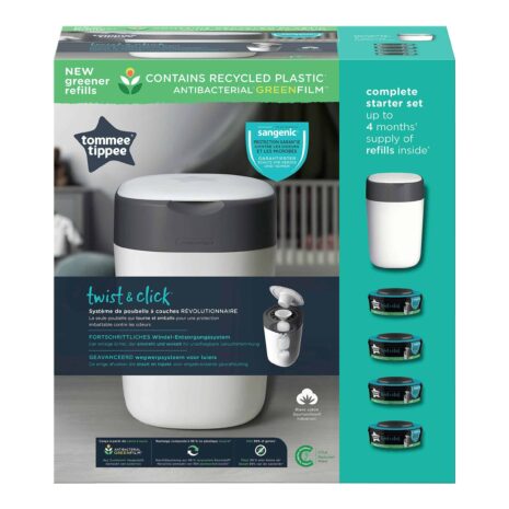 Tommee Tippee Twist & Click Windeleimer Twist & Click inklusive 4er-Pack Nachfüllkasetten
