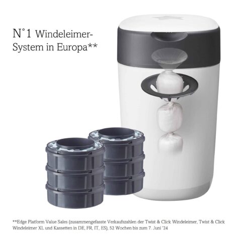Tommee Tippee Twist & Click Windeleimer Twist & Click inklusive 6er-Pack Nachfüllkassetten