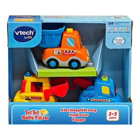 Vtech Tut Tut Baby Flitzer 3er Set Baustellenfahrzeuge (Abschleppfahrzeug Vtech Tut Tut Baby Flitzer 3er Set Baustellenfahrzeuge (Abschleppfahrzeug