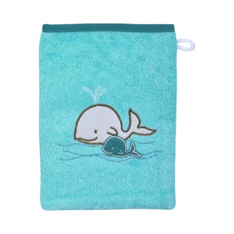 Wörner 2-tlg. Textil-Badeset Frottee Kapuzen-Badetuch 80x80 mit Waschlappen blau