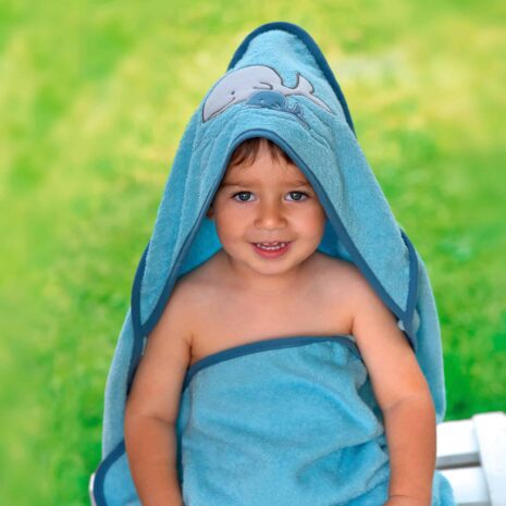 Wörner Kapuzenbadetuch 80x80 cm mit Motiv blau Wörner Kapuzenbadetuch 80x80 cm mit Motiv blau